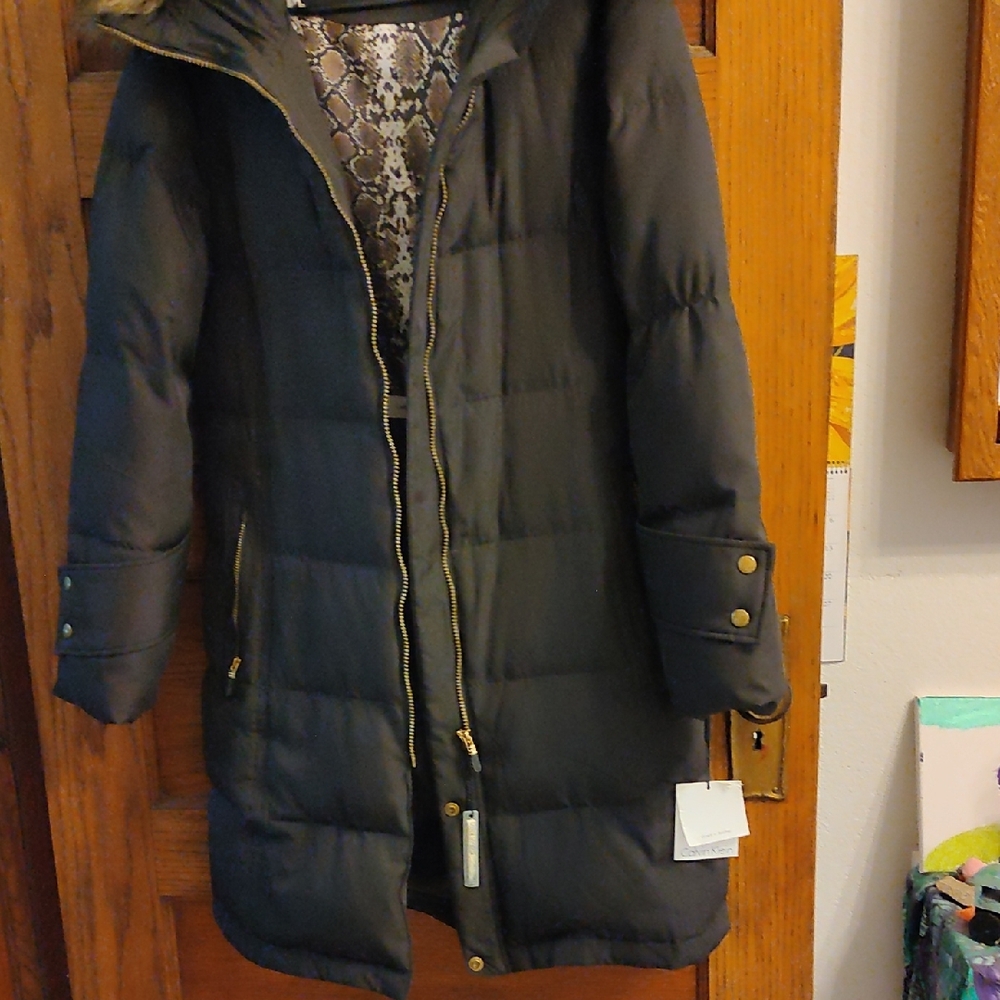 Calvin Klein Black Puffer Jacket with Gold Accents